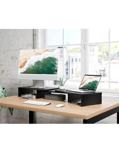 Support de bureau rehausseur pour double écran PC MAC | Ibroz