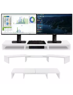 Support de bureau rehausseur pour double écran PC MAC_Blanc