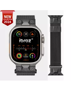 ibroz - Mecha bracelet in Milanese mesh Apple Watch Ultra and Serie 9, 8, 7, 6, SE - Titanium