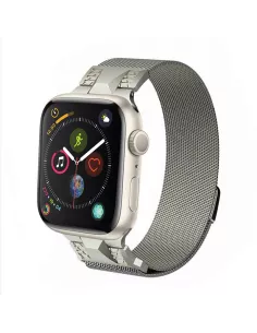 ibroz - Bracelet Mecha en maille milanaise Apple Watch Ultra et Serie 9, 8, 7, 6, SE - Starlight 2