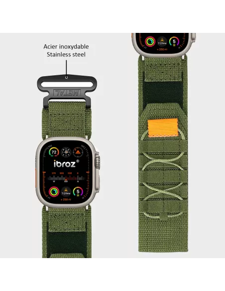 Bracelet Militaire en Nylon pour Apple Watch Ultra-Ultra 2 et Serie 9, 8, 7, 6, 5, 4 - Sport et Aventure