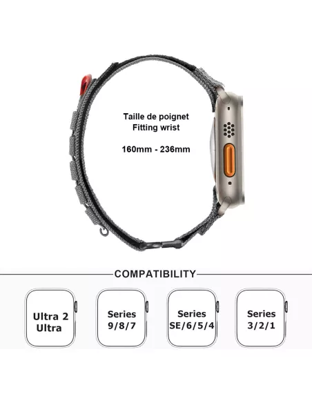 Bracelet Treck en Nylon pour Apple Watch Ultra-Ultra 2 et Serie 9, ...