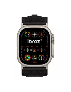 ibroz-Bracelet Militaire en Nylon pour Apple Watch Ultra-Ultra 2 et Serie 9, 8, 7, 6, 5, 4 - Sport et Aventure - Noir