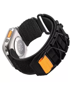 ibroz-Bracelet Militaire en Nylon pour Apple Watch Ultra-Ultra 2 et Serie 9, 8, 7, 6, 5, 4 - Sport et Aventure - Noir 2