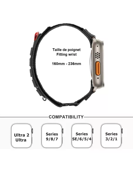 Bracelet Treck en Nylon pour Apple Watch Ultra-Ultra 2 et Serie 9, ...