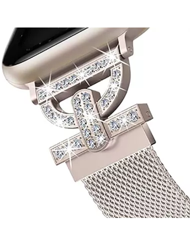 Bracelet Hermy en maille milanaise Apple Watch avec finition Strass...