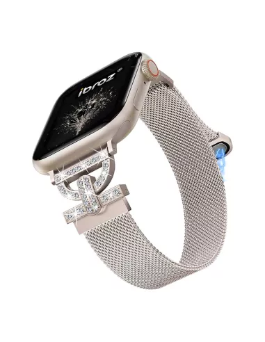 Bracelet Hermy en maille milanaise Apple Watch avec finition Strass...