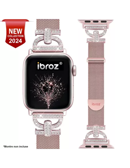 copy of Bracelet Hermy en maille milanaise Apple Watch avec finition Strass et fermeture magnétique - Starlight