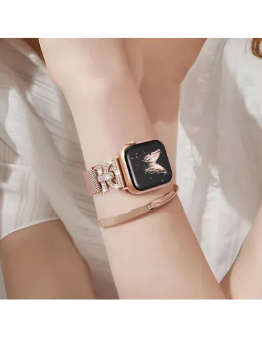 copy of Bracelet Hermy en maille milanaise Apple Watch avec finition Strass et fermeture magnétique - Starlight