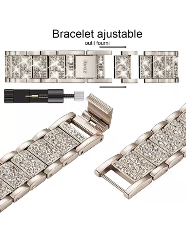 copy of Bracelet Hermy en maille milanaise Apple Watch avec finition Strass et fermeture magnétique - Starlight