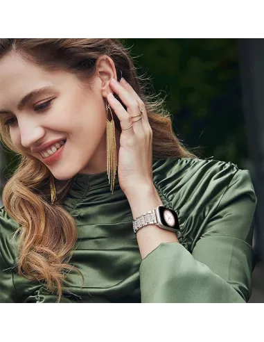 copy of Bracelet Hermy en maille milanaise Apple Watch avec finition Strass et fermeture magnétique - Starlight
