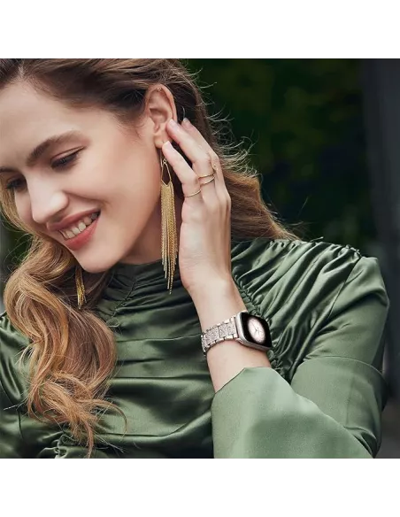 copy of Bracelet Hermy en maille milanaise Apple Watch avec finition Strass et fermeture magnétique - Starlight