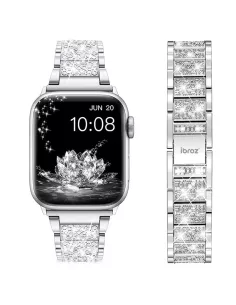 ibroz-Bracelet Féminin Diamond Strass pour Apple Watch - Silver