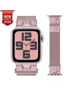 ibroz-Nouveau Bracelet Mecha Maille Milanaise pour Apple Watch 38/40/41mm - Rose Gold
