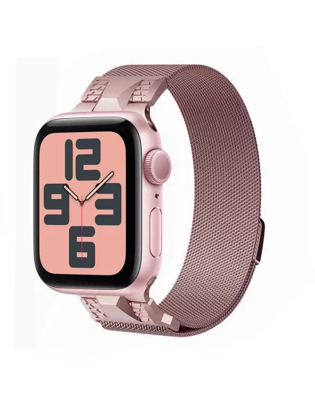 Bracelet Mecha Maille Milanaise pour Apple Watch 38/40/41mm - Rose ...