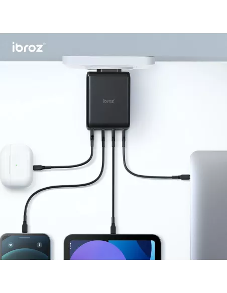 Chargeur Secteur Mural GaN 100W 4 ports pour PC Portable, Console d...