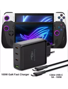 Chargeur Secteur Mural GaN 100W 4 ports pour PC Portable, Console de jeux, Tablettes et Smartphones