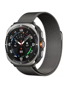 IBROZ - Bracelet en maille milanaise pour Samsung Galaxy Watch 7 - Titane Graphite