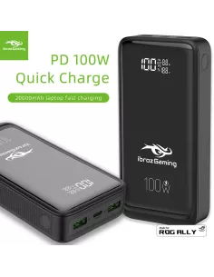 IBROZ - Batterie Portable PowerBank 100W GaN, 20 000 mAh avec PD/QC 3.0, PPS – ROG Ally X, Smartphones, Asus Laptops
