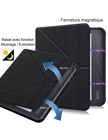 Origami Leather Case KOBO Aura H2O (2nd Edition) - Black | Ibroz
