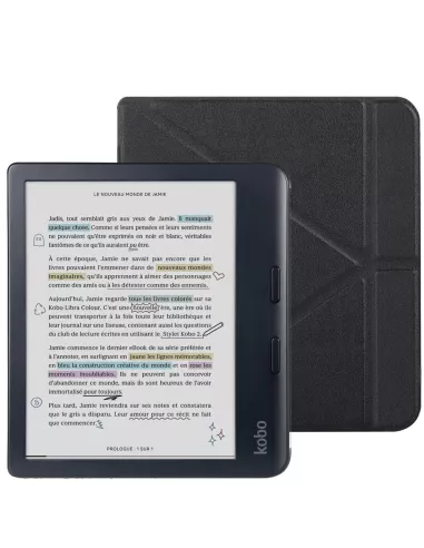 Origami Leather Case KOBO Aura H2O (2nd Edition) - Black | Ibroz