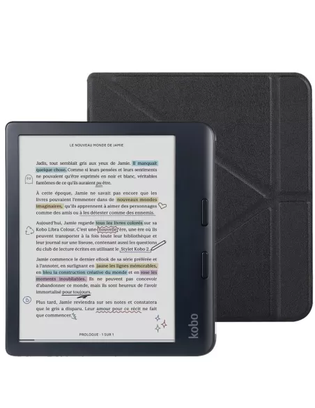 Origami Leather Case KOBO Aura H2O (2nd Edition) - Black | Ibroz