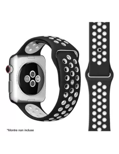 Bracelet Apple Watch 7, 6, SE, 5, 4, 3 - Noir/Blanc | Ibroz