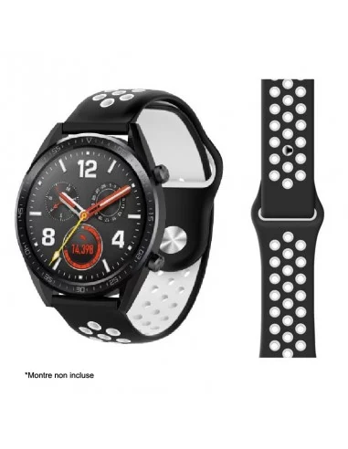 Bracelet Sport Universel Samsung Watch / Huawei Watch - Noir/Blanc