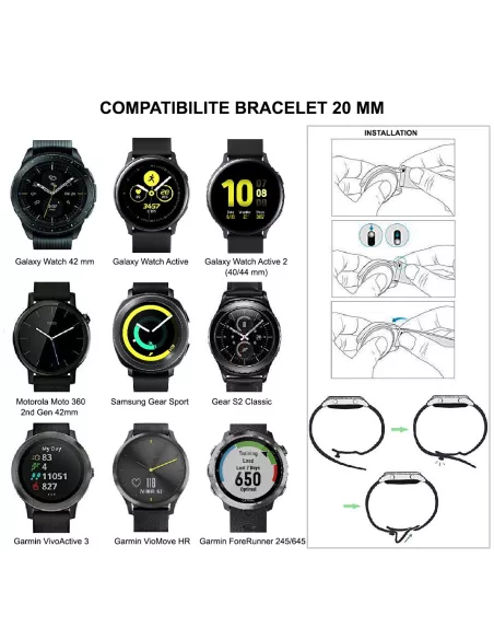 Bracelet SoftTouch Universel Samsung / Huawei - 20mm - Blanc | Ibroz