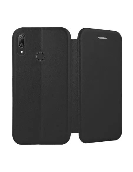 Huawei Y7 2019 Leather folio case CLAM - Black | Ibroz