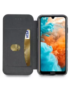 Huawei Y6 2019 Etui folio cuir CLAM | Ibroz 2
