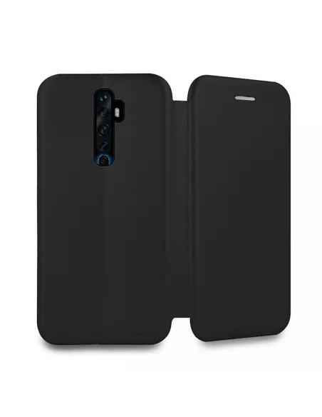 Oppo Reno 2 Etui Cuir Folio Clam + Verre Trempé + Noir | Ibroz