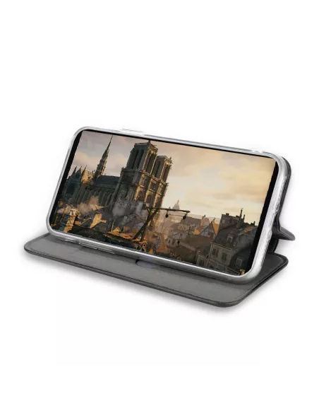 Oppo Reno 2Z Folio Clam Leather Case + Tempered Glass + Black | Ibroz