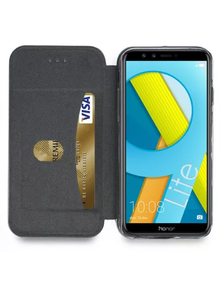 Honor 9 Lite Leather folio case CLAM - Black | Ibroz