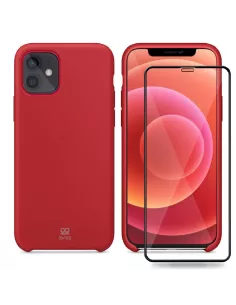 iPhone 12 et 12 Pro Coque Liquid Silicone + Verre trempé - Rouge | ...