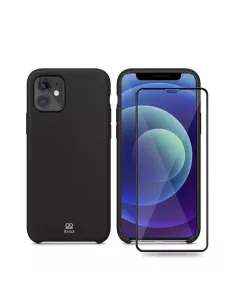 iPhone 12 Mini Coque Liquid Silicone + Verre trempé - Noir | Ibroz