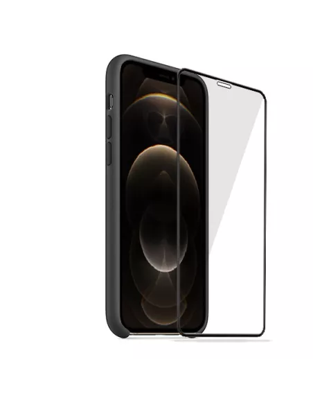 iPhone 12 et 12 Pro Coque Liquid Silicone + Verre trempé - Noir | I...