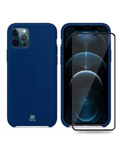 iPhone 12 Pro Max Liquid Silicone Case + Tempered Glass - Navy Blue...