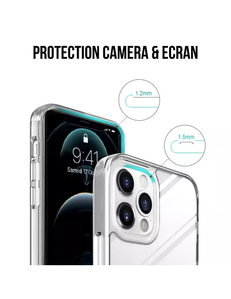 iPhone 12 Pro Max Coque Space Antichoc Transparente + Verre Trempé ...