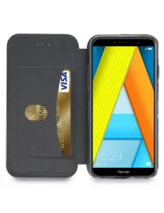 Honor 7A Etui folio cuir CLAM - Noir | Ibroz 2