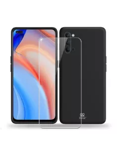 Oppo Reno 4 Coque Liquid Silicone Soft Touch+ Verre Trempé - Noir |...