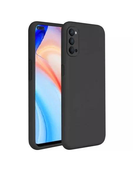 Oppo Reno 4 Coque Liquid Silicone Soft Touch+ Verre Trempé - Noir |...
