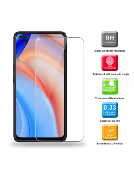 Oppo Reno 4 Coque Liquid Silicone Soft Touch+ Verre Trempé - Noir |...