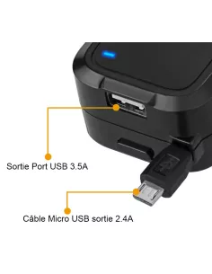 Car Charger 3.5A Retractable Cable Micro USB and USB Port | Ibroz 2