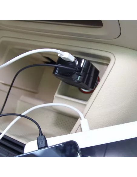 Car Charger 3.5A Retractable Cable Micro USB and USB Port | Ibroz