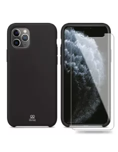 iPhone 11 Pro Coque Liquid Silicone + Verre trempé - Noir | Ibroz