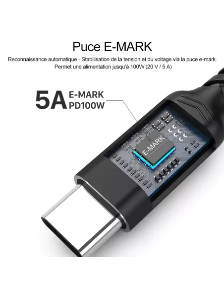 USB-C to USB-C Fast-X 100W/5A (2 meters) 10Gbps cable - Black | Ibroz