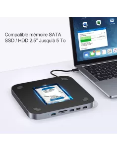 Dock MC25 Extention Mémoire SATA SSD / HDD 2.5’’ et HUB 6 en 1 USB-... 2