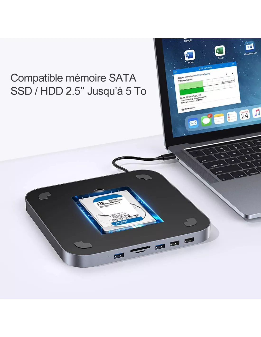 Dock MC25 Memory Expansion SATA SSD / HDD 2.5'' and HUB 6 in 1 USB-