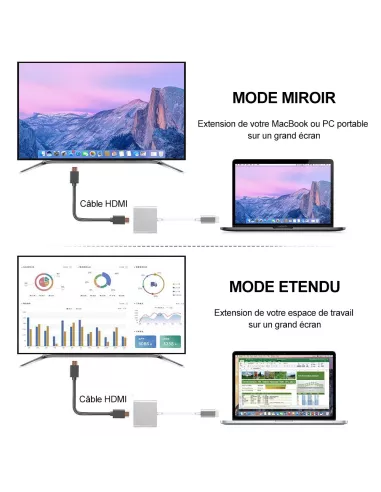 HDMI / USB-C Video Adapter + 1 USB-C Port + 1 USB 3.0 Port | Ibroz